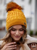 Wintermütze aus Baumwolle mit Bommel, Honig C31 - Online-Shop - Boutique